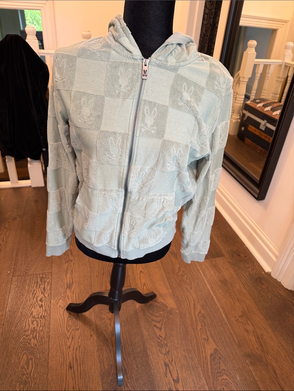 Psycho Bunny Sage Green Hooded Zip Bomber Jacket